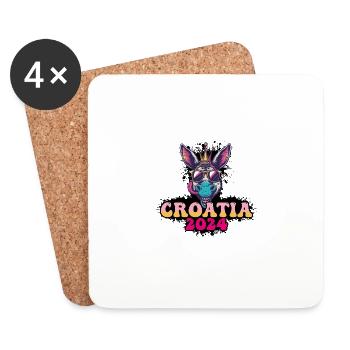Croatie 2024 Âne de fête - Dessous de verre (lot de 4) - blanc - Devant
