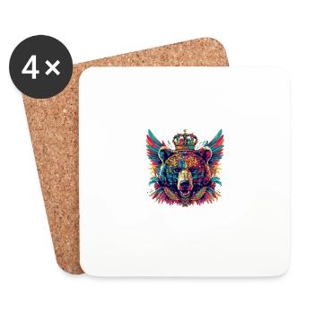 Ours Armoiries Portrait Coloré - Dessous de verre (lot de 4) - blanc - Devant