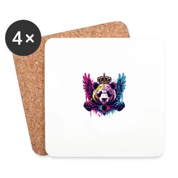 Panda Wappen Porträt Bunt - Untersetzer (4er-Set) - Weiß - Vorne