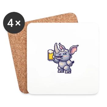 Nashorn Bier Pixel - Untersetzer (4er-Set) - Weiß - Vorne
