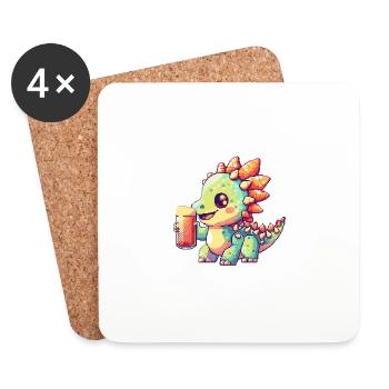 Dinosaurier stegosaurus Bier Pixel - Untersetzer (4er-Set) - Weiß - Vorne
