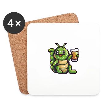 Worm Beer Pixel - Coasters (set of 4) - white - Front