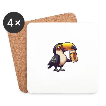 Toucan oiseau bière pixel - Dessous de verre (lot de 4) - blanc - Devant