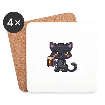 Panther Bier Pixel - Untersetzer (4er-Set) - Weiß - Vorne