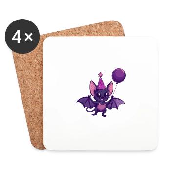 Bande dessinée d’anniversaire de chauve-souris - Dessous de verre (lot de 4) - blanc - Devant