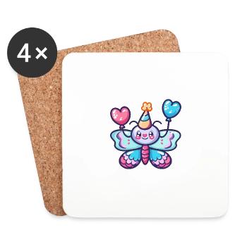 Papillon Anniversaire BD - Dessous de verre (lot de 4) - blanc - Devant