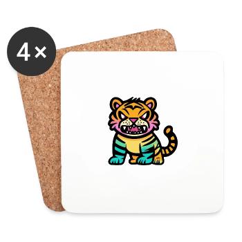 Tiger Halloween Animal - Coasters (set of 4) - white - Front