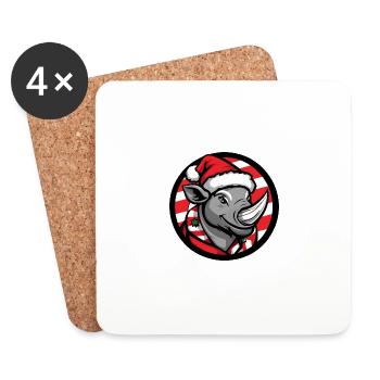 Rhino Christmas Christmas - Coasters (set of 4) - white - Front