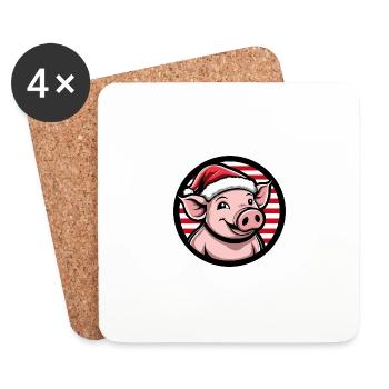 Pig Christmas Christmas - Coasters (set of 4) - white - Front