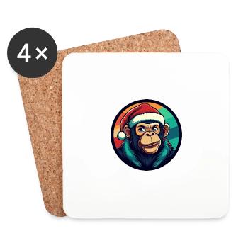 Singe Noël Noël - Dessous de verre (lot de 4) - blanc - Devant