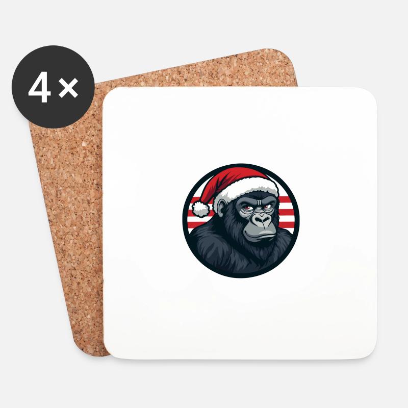 Gorilla Weihnachten Christmas - Untersetzer (4er-Set) - Weiß