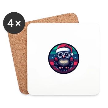 Hibou Noël Noël - Dessous de verre (lot de 4) - blanc - Devant
