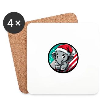 Éléphant Noël Noël - Dessous de verre (lot de 4) - blanc - Devant