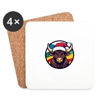 Stier Bulle Weihnachten Christmas - Untersetzer (4er-Set) - Weiß - Vorne