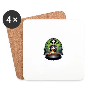 Halloween grillades grillades Master cadeau squelette - Dessous de verre (lot de 4) - blanc - Devant