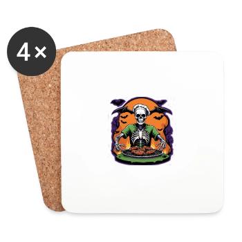 Halloween grillades grillades Master cadeau squelette - Dessous de verre (lot de 4) - blanc - Devant