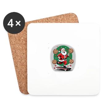 Santa Claus Cookies Funny Gifts Christmas - Coasters (set of 4) - white - Front