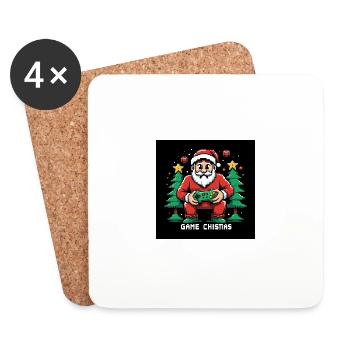 Weihnachtsmann Gaming Lustig Geschenke Weihnachten - Untersetzer (4er-Set) - Weiß - Vorne