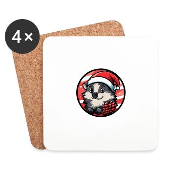 Hedgehog Christmas Christmas - Coasters (set of 4) - white - Front