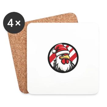 Rooster Christmas Christmas - Coasters (set of 4) - white - Front