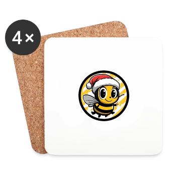 Biene Weihnachten Christmas - Untersetzer (4er-Set) - Weiß - Vorne