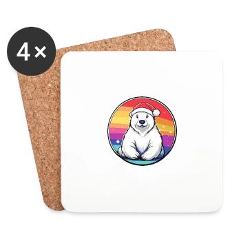 Polar Bear Christmas Christmas - Coasters (set of 4) - white - Front