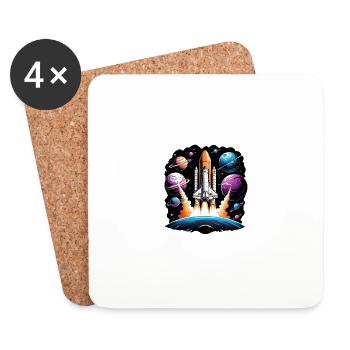 Rocket Astronaut Space Gift SpaceShuttle - Coasters (set of 4) - white - Front
