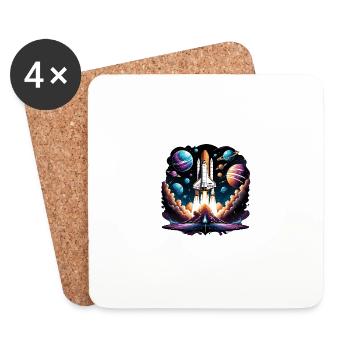 Rocket Astronaut Space Gift SpaceShuttle - Coasters (set of 4) - white - Front