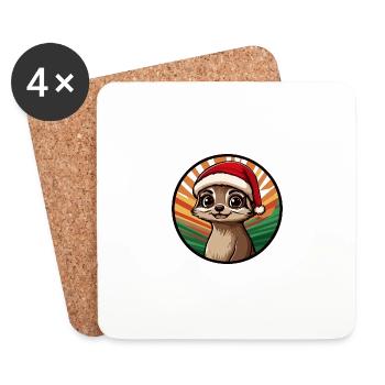 Meerkat Christmas Christmas - Coasters (set of 4) - white - Front