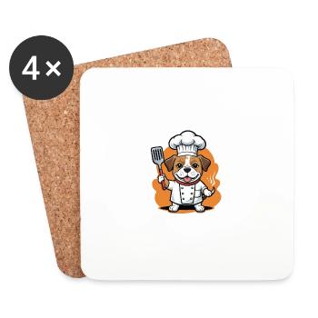 Hund Chefkoch Hundefreunde Geschenk Kochen Grill - Untersetzer (4er-Set) - Weiß - Vorne