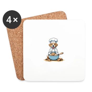 Hund Chefkoch Hundefreunde Geschenk Cookie Kekse - Untersetzer (4er-Set) - Weiß - Vorne