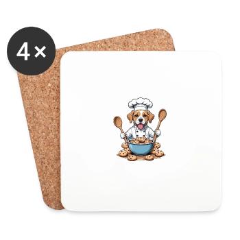 Hund Chefkoch Hundefreunde Geschenk Cookie Kekse - Untersetzer (4er-Set) - Weiß - Vorne