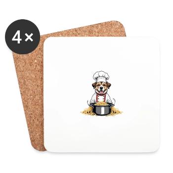 Hund Chefkoch Hundefreunde Geschenk Spaghetti - Untersetzer (4er-Set) - Weiß - Vorne