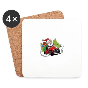 Weihnachtsmann Xmas Geschenke Weihnachten Auto - Untersetzer (4er-Set) - Weiß - Vorne