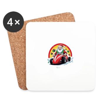 Weihnachtsmann Xmas Geschenke Weihnachten Auto - Untersetzer (4er-Set) - Weiß - Vorne