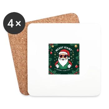Père Noël Noël Cadeaux Noël - Dessous de verre (lot de 4) - blanc - Devant