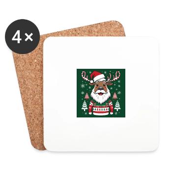 Rudolph Xmas Geschenke Weihnachten - Untersetzer (4er-Set) - Weiß - Vorne
