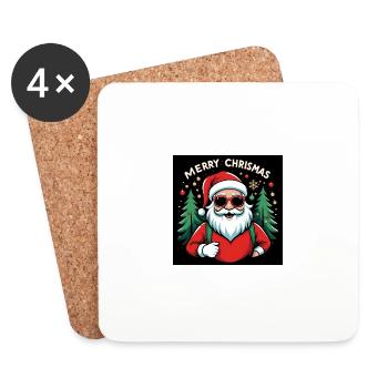 Père Noël Noël Cadeaux drôles Noël - Dessous de verre (lot de 4) - blanc - Devant