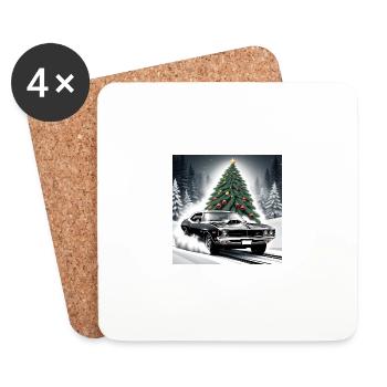 Car Muscle Car Xmas Gifts Christmas - Coasters (set of 4) - white - Front