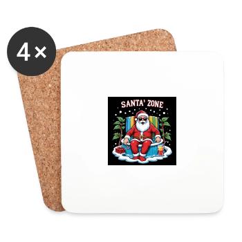 Weihnachtsmann Pool Lustig Geschenke Weihnachten - Untersetzer (4er-Set) - Weiß - Vorne