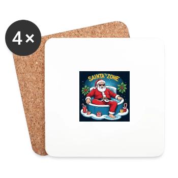 Père Noël piscine Cadeaux amusants Noël - Dessous de verre (lot de 4) - blanc - Devant