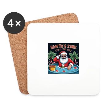 Père Noël piscine Cadeaux amusants Noël - Dessous de verre (lot de 4) - blanc - Devant