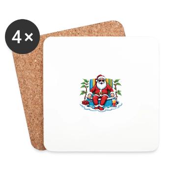 Père Noël piscine Cadeaux amusants Noël - Dessous de verre (lot de 4) - blanc - Devant