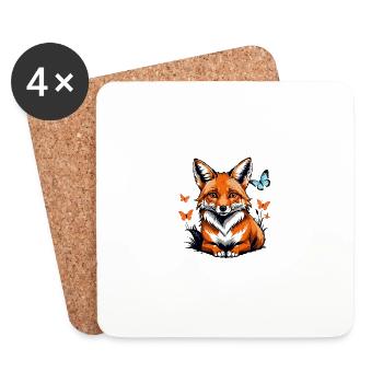 Fox Fox Flowers Cute Gift Animal Love for Women - Coasters (set of 4) - white - Front