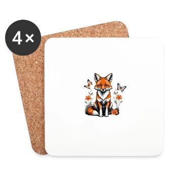 Fox Fox Flowers Cute Gift Animal Love for Women - Coasters (set of 4) - white - Front