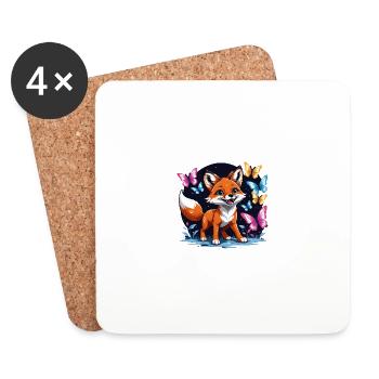 Fox Fox Flowers Cute Gift Animal Love for Women - Coasters (set of 4) - white - Front