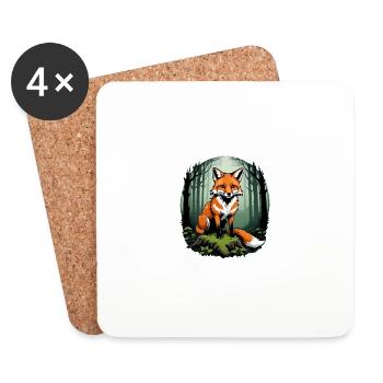 Fox Fox Flowers Cute Gift Animal Love for Women - Coasters (set of 4) - white - Front