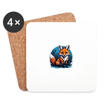 Fox Fox Flowers Cute Gift Animal Love for Women - Coasters (set of 4) - white - Front