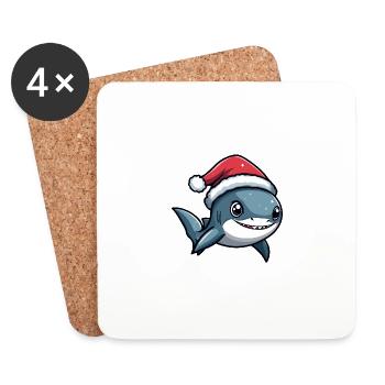 Shark Christmas Cute - Coasters (set of 4) - white - Front