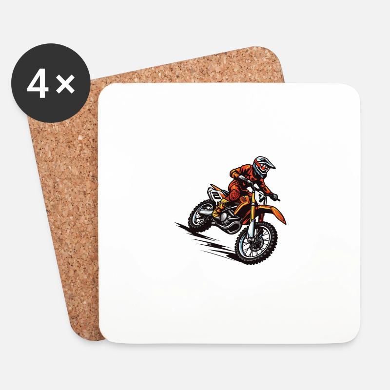 Motocross Sport - Untersetzer (4er-Set) - Weiß